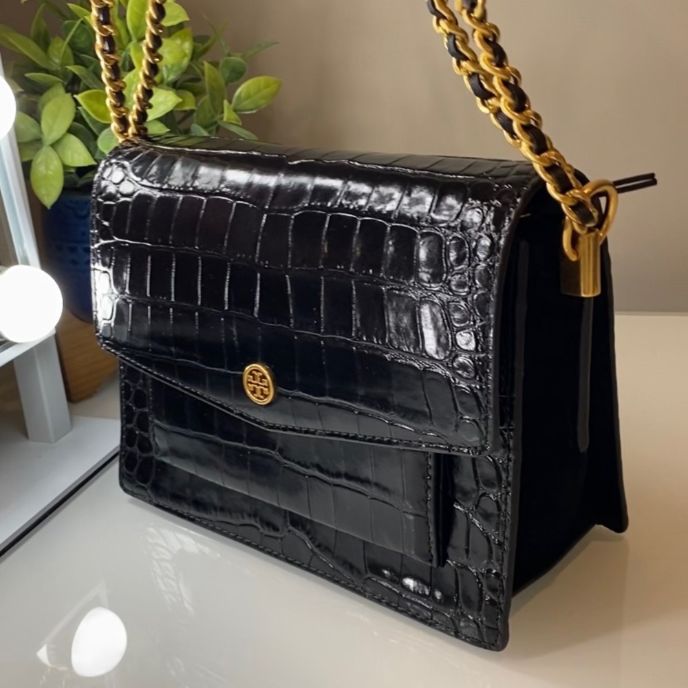 Tory Burch Robinson Embossed Double Strap